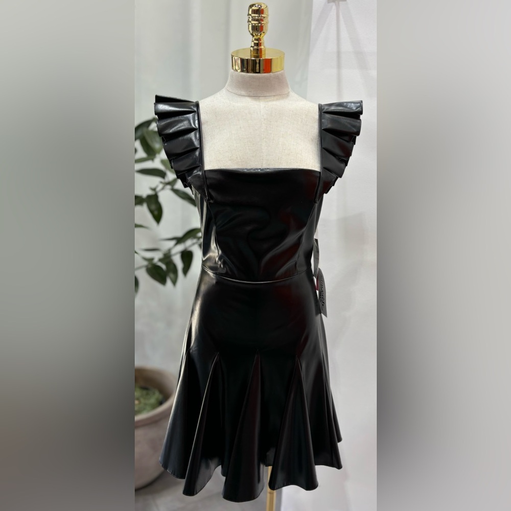 Black Faux Leather Midi Dress